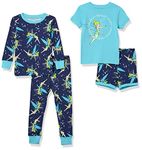 Amazon Essentials Disney | Marvel | Star Wars Girls' Pajama Set (Previously Spotted Zebra), Tinker Bell Sparkle, 12