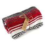 Oh Yeah Mexican Falsa Blanket | Boho Festival Mexican Blanket or Throw 120 x 185 cm (Red)