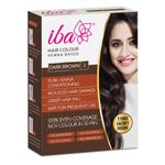 Iba Hair Colour for Women - Dark Brown, 70g | 100% Pure Henna Based Powder Sachet | Natural Hair Colour & Long Lasting with Conditioning Formula | Reduced Hair Fall & Hair Damage | Shine & Nourish Hair | Free from Ammonia and Other Harmful Chemicals | Herbal Hair Powder for Hair Colour | Dark Brown Henna