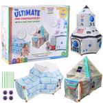 Attatoy Ultimate Play Fort Kit (83-Piece Set), Stick and Ball Fort Building Kit w/ 3 Play Tent Covers