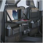 Xfopz 1 Pack PU Leather Car Backseat Organizer with Foldable Table Tray, Car Storage Organizer with Tablet Holder, Car Seat Back Protectors Kick Mats Travel Accessories
