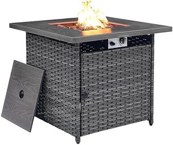HUMMUH 30inch Square Propane Fire Pit Table,50,000 BTU Outdoor Gas Fire Pit with Lid and Lava Rock 2 in 1 Steel Fire Table for Porch Backyard Deck Balcony - Grey