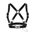 BODIY Women Goth Leather Harness Plus Size Waist Harness Belt Fashion Buckle Waist Belts Black Rave Body Harness, Black, free size