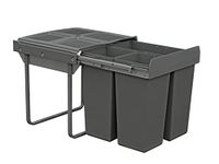 Handle & Home 68 Litre Capacity Dark Grey Base Mounted Bin for 600mm Cabinet (1x34L + 2x17L)