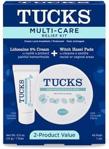 Tucks Multi-Care Relief Kit – 40 Count Witch Hazel Pads & 0.5 oz. Lidocaine Cream - Protects from Irritation, Hemorrhoid Treatment Medicated Pads Used by Hospitals