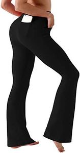 BUBBLELIME 29"/31"/33"/35" 4 Styles Women's High Waist Bootcut Yoga Pants - Out Pockets_Black XL-33 Inseam