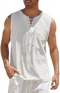 Coofandy Mens Fashion T Shirt Cotton Tee Hippie Shirts Sleeveless Yoga Top