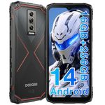 DOOGEE Phone Blade10 Pro(2024) Rugged Smartphone Android 14, 16GB+256GB/2TB TF, 10.7mm Ultra-thin, 90Hz 6.56’’ Waterdrop Screen, 50MP Camera, 3 Card Slots, 4G Dual SIM Phone Unlocked, OTG/NFC - Red