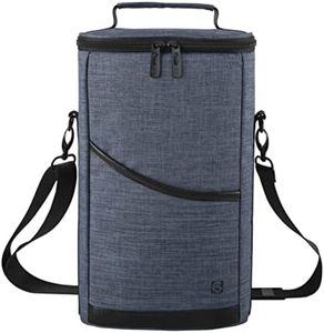 ALLCAMP 2 Bottle Wine Tote Carrier - Insulated Portable Padded Canvas Wine Bag for Travel, BYOB Restaurant, Wine Tasting, Party, Great Christmas Day Gift for Wine Lover，Blue, Navy Blue, two bottle