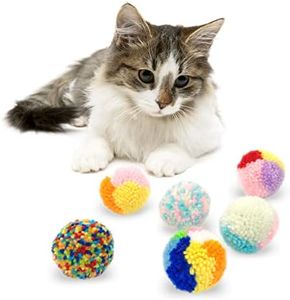 Andiker Lot de 6 Jouets colorés pour Chat, Boules interactives pour Chat en Fil de Laine, Pompons Cat Balls Kitten Chasing Toys pour Chats d'intérieur
