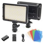 Tolifo PT-F260B on Camera Video Light, 26W Bi-Color Photography Lighting for DSLR Camera Camcorder with Battery and Charger, LED Panel Dimmable with 5 Color Filter Hot Shoe