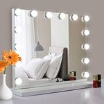 Saimeihome Hollywood Vanity Mirror with 17 Dimmable Bulbs, LED Makeup Mirror with 3 Color Modes, Smart Touch Mirror with Adjustable Brightness, Tabletop 80 x 60 cm (White)