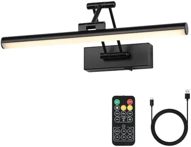 Joossnwell Battery Operated Picture Light Wireless Picture Lights for Paintings with Remote 15.5 Inch Dimmable and Timer Rechargeable Art Light Black Display Gallery Light with Adjustable Swing Arm