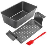 Cyimi Bread Tin Loaf Tin, Meatloaf Pan with Drain Tray Nonstick Baking Loaf Pan with Insert Rack Bread Loaf Tin for Baking, 2-Piece Baking Set Tin with Oil Brush, Grey(24.9x14.5x7.9cm)