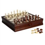 Hathaway Prodigy Wood Chess & Checkers Set Walnut