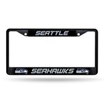 Rico Industries NFL Football Seattle Seahawks Black Chrome Frame with Plastic Inserts 12" x 6" Car/Truck Auto Accessory