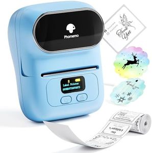 Phomemo Barcode Label Printer - M110 Label Maker Portable Bluetooth Label Maker Machine for Small Business, Barcode, Address, Logo, Clothing, Jerwery, Thermal Printer Compatible with Phones & PC, Blue