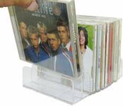 DVD Storage Box - Clear Acrylic - Stackable DVD and CD Holder, CD Display Rack CD Organizer Stand - Holds up to 14 Standard CD Cases for Media Shelf Storage and Organization - No DVD