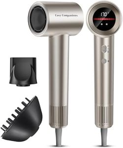 Hair Dryer, 150000RPM High-Speed Hairdryer for Fast Drying, Low Noise, HD Display, 5 Temps & 2 Speeds, 500 Million Negative Ionic Blow Dryer with Diffuser & Nozzle for Home and Travel Salon, Gold