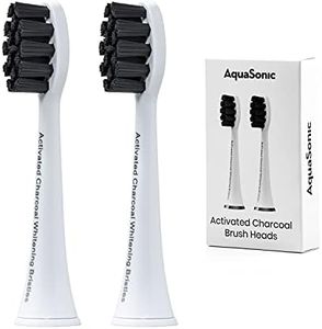 AquaSonic 2-Pack Activated Charcoal Brush Heads - Ultra Whitening Brush Heads Compatible with Black Series, Black Series Pro, Vibe Series, Duo Pro Series