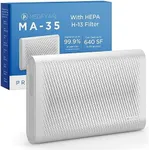 Medify MA-35 Air Purifier with True HEPA H13 Filter | 1,280 ft² Coverage in 1hr for Allergens, Smoke, Wildfires, Odors, Pollen, Pet Dander | Quiet 99.9% Removal to 0.1 Microns | Silver, 1-Pack