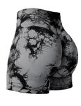 YEOREO Professional Tie Dye Seamless Biker Shorts for Women 3.6" Booty Scrunch Workout Shorts High Waisted Gym Yoga Shorts Black S