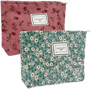 ELICNA 2pcs Bolsa de Cosméticos de Viaje de Lona,Neceser Maquillaje Mujer Makeup Bag Bolsa de Maquillaje con Cremallera Neceser Tela Portátil Bolsas de Cosméticos Neceser Compresas Dia de la Madre