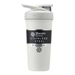 Blender Bottle Blenderbottle Strada Shaker Cup Insulated Stainless Steel Water Bottle With Wire Whisk, 24-Ounce, White, 710 Ml