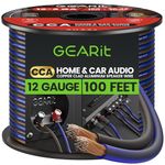 GearIT Pro Series 12 Gauge (2 x 4mm²) Speaker Wire Cable (30.4 Meters / 100 Feet/Black Blue) CCA Hifi Audio Speaker Cable Great Use for Car Audio and Home Theater Surround Sound Systems