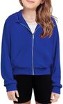 Arshiner Girls Zip Up Cropped Hoodies Teen Casual Long Sleeve Full-Zip Sweatshirts Jackets Royal Blue Hoodie Hoodie For Girls 10-12