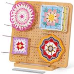 Lifewit Crochet Blocking Board with 20 Pegs, Bamboo Granny Square Blocking Board for Knitting and Crochet Projects, Blocking Mats for Crocheting, Crocheting Accessories Gifts for Crocheters, 11.8"