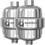 weAQUA Heavy Duty Shower Filter Family 2 Pack – Advanced 99% Removal System for Hard Water, Chlorine, Fluoride & Heavy Metals – Universal Fit Shower Head Filter (Chrome)