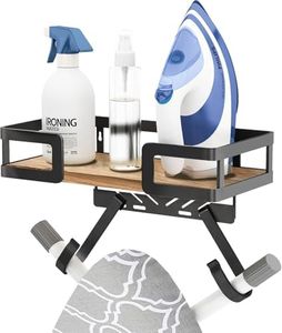 Ironing Board Holder Wall Mount, Iron Board Wall Hanger, Sewing, Laundry Room Organization, Black, T&V Shaped Space Saving Iron Holder for Laundry Room Decor and Accessories, Organization and Storage