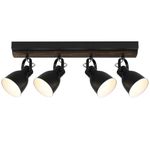 YILYNN Farmhouse Track Lighting Fixtures Ceiling, Black Metal and Wood Wall Mount Track Lighting, 4 Adjustable Light Heads,E26 Track Lighting for Kitchen Sink Dinning Room Bathroom.