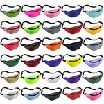 30 Pieces Neon Fanny Packs Adjustable Waist Fanny Bags Assorted Color Oxford Cloth Waist Pack with Zipper for Women Men Workout Traveling Running Outdoor Rave 80s 90s Party Supplies, 30 Colors, Multicolor, Fanny Packs