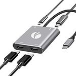 VCOM USB C to Dual HDMI Adapter Support MST, 4K@60Hz and Dual 4K@30Hz, Type C to HDMI Converter with USB 2.0, 100W PD Charging Port, Compatible with Thunderbolt 3 Port, MacBook Pro/Air, iPad Pro