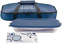 Anchor Hocking 4 Piece Bake-N-Take Bakeware Set, Navy Blue (Glass, 32.0 fl oz, Microwave/Oven/Freezer/Dishwasher Safe)