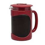 Primula Burke Deluxe Glass Carafe Cold Brew Iced Coffee Maker with Removable Fine Mesh Filter and Comfort Grip Handle, Dishwasher Safe, 1.6-Quart, Red