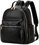 PAOIXEEL Medium Diaper Bag Backpack with Storller Clips, Faux Leather Cute Diaper Backpack with Anti-Theft Pocket, Black