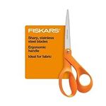Fiskars Original Orange Handled Scissors - Ergonomically Contoured - 8" Stainless Steel - Paper and Fabric Scissors for Office, Arts, and Crafts - Orange