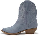 Soda Women Cowgirl Cowboy Western Stitched Ankle Boots Pointed Toe Short Booties Rigging-S, Nubuck Dusty Blue, 8 US