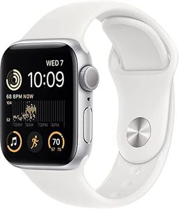Apple Watch SE (2nd Gen) (GPS, 44mm) - Silver Aluminum Case with White Sport Band, S/M (Renewed)