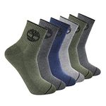 Timberland Mens 6Pack Quarter Socks, Olive Heather (6 Pack), Large