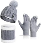 Tomorrow Winter Cap, Neck Warmer Scarf with Touch Gloves Set | Beanie Style | 3 Piece Set - Stay Warm and Stylish this Winter (Style 02, Silver)