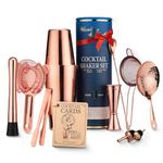 Mixology & Craft Cocktail Shaker Set: 11-Piece Weighted Boston Shaker Kit | Complete Cocktail Kit Gift Set | Top Bartender Gifts for Men & Women (Copper)