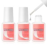 3Pcs Extra Strong Nail Glue for Acrylic Nails, Nail Glue with Brush for Nail Repair, Long Lasting Nail Tip Adhesive Bond Glue, Professional False Nail Adhesive Glue for Salon & Home Use