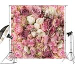 8x8ft Pink Rose Floral Wedding Backdrop Bridal Shower Background Birthday Party Decoration Photo Booth Props D-8059