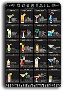 cocktail Menu Metal Cafe Shots Mixology Tin Sign Cocktail Recipe Guide Kitchen Bar Pub Wall Art Decor （12 X 8 Inches）tin signs (D)