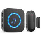 SANJIE Wireless Door Open Alarm Sensor Chime for Home Business Shop Office When Entering,Shop Entry Chime, 500FT Long Range,55 Ringtones 5 Volume Level,Door Alarm 1 UK Plug in Receiver 1 Sensor,Black