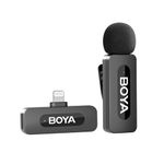 BOYA by-V1 Wireless Lavalier Microphone for iPhone, Mini Microphone, 2.4GHz Plug Play Clip-On Mic with Noise Cancelling for Vlogging Video Podcast Interview YouTube Recording